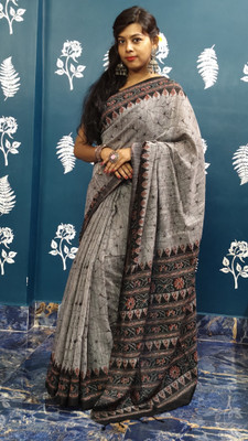 DUGGE FASHION Printed Sambalpuri Pure Cotton Saree(Multicolor)