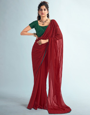 Divastri Embellished Bollywood Georgette Saree(Maroon)