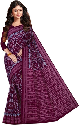 kalyani nx Printed Sambalpuri Pure Cotton Saree(Grey)