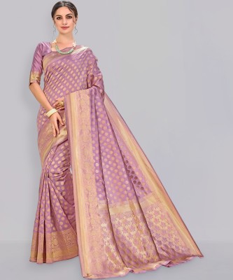 Sariya Woven Banarasi Silk Blend, Jacquard Saree(Pink)