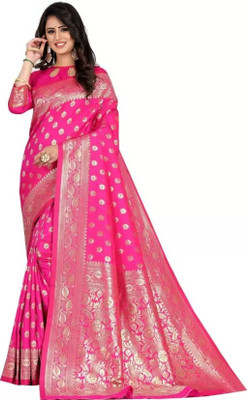 SWAMI STUDIO Self Design Banarasi Art Silk Saree(Pink)