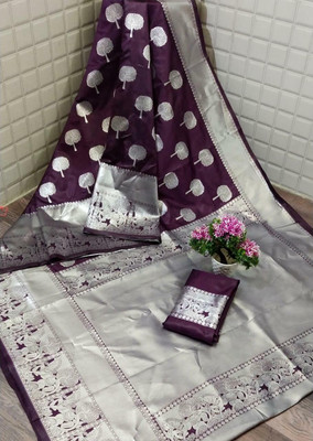 Heer Enterprise Self Design Banarasi Jacquard Saree(Magenta)