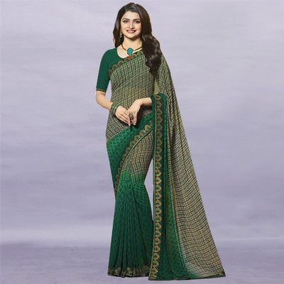 RUKHA FAB Printed, Self Design Bollywood Georgette Saree(Dark Green)