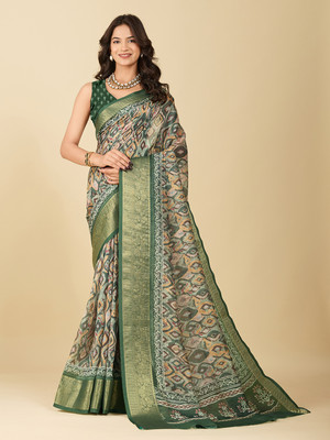 PRIMENIKS Digital Print Bollywood Georgette Saree(Light Green)