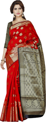 JS Clothing Mart Self Design Banarasi Art Silk Saree(Red)