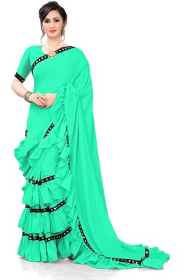 fentik.com Embellished, Solid/Plain Bollywood Lycra Blend Saree(Multicolor)