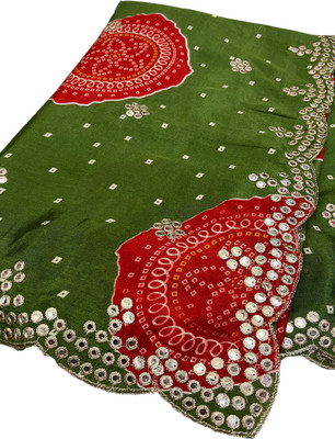Stylish Sarees Embroidered Daily Wear Crepe, Chiffon Saree(Green)