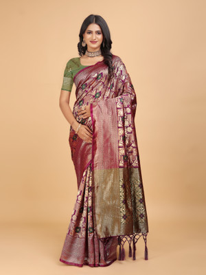 Tejal Creation Self Design Kanjivaram Pure Cotton Saree(Beige)