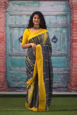 ABHIT CREATION Printed Daily Wear Pure Cotton Saree(Yellow)