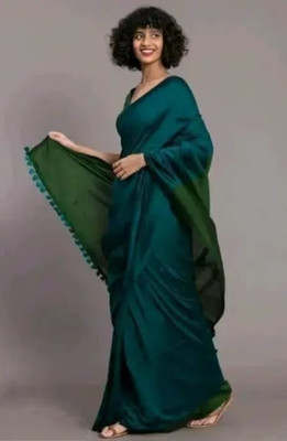 suman collection Embellished Saree with Attached Blouse Cotton Blend Saree(Beige)