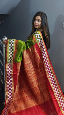 AJMERA FAISHON Temple Border Sambalpuri Art Silk Saree(Multicolor)