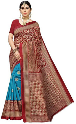 HS Collection Printed Banarasi Cotton Silk Saree(Multicolor)