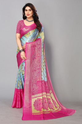 FABMORA Printed, Embellished Bollywood Chiffon, Brasso Saree(Pink)