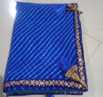 Mayra Nx Printed Leheria Georgette Saree(Blue)