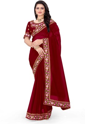 TIMBADIYAANANT Woven Bollywood Art Silk Saree(Gold, Maroon)