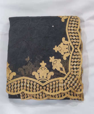 Vijay Fashion Embroidered Bollywood Net Saree(Black)