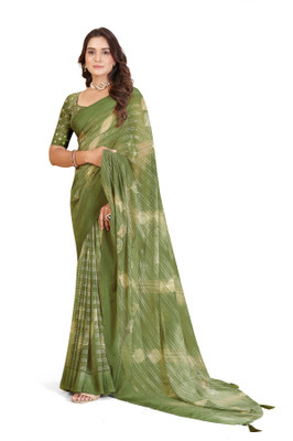 J6 Designers Printed Daily Wear Georgette Saree(Green)
