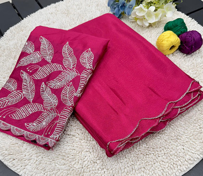 SICHYAH Solid/Plain Bollywood Silk Blend Saree(Pink)