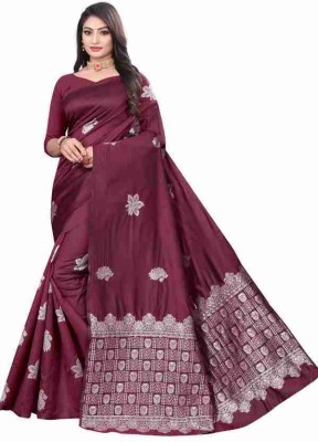 LADY SHOPI Self Design Banarasi Pure Silk Saree(Maroon)