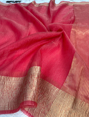 Divastri Self Design Banarasi Tissue Saree(Red)