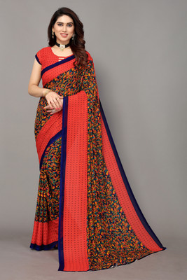 ANIRAV Printed, Digital Print Bollywood Georgette Saree(Red)