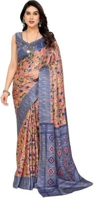 RAJESHWAR FASHION Floral Print Daily Wear Silk Blend Saree(Grey)