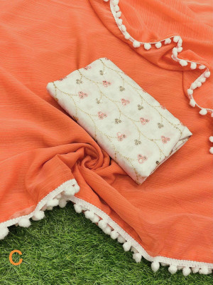 Vijayhanuman Solid/Plain Bollywood Viscose Rayon Saree(Orange)