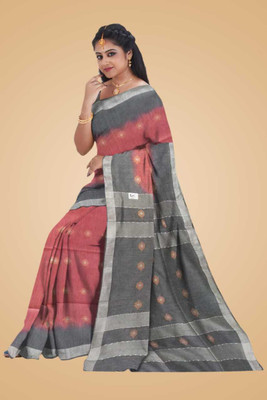 S Kart Printed Daily Wear Cotton Silk Saree(Pink, Grey)
