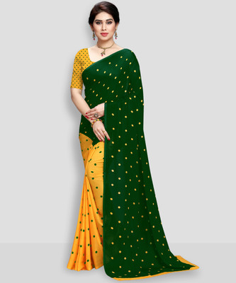 kashvi sarees Printed, Polka Print Daily Wear Georgette Saree(Green)