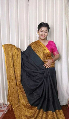 Parbati fashion Self Design Tant Pure Cotton Saree(Gold)