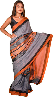 HouseOfCommon Self Design Tant Handloom Pure Cotton Saree(Grey)