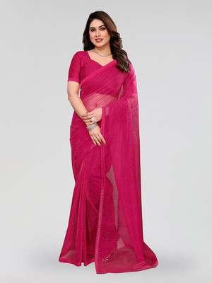 Moda Rapido Self Design, Embellished Bollywood Net Saree(Pink)