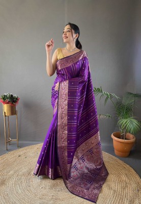 Tasrika Embroidered Bollywood Silk Blend Saree(Purple)