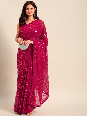 Moda Rapido Embellished Daily Wear Georgette Saree(Pink)