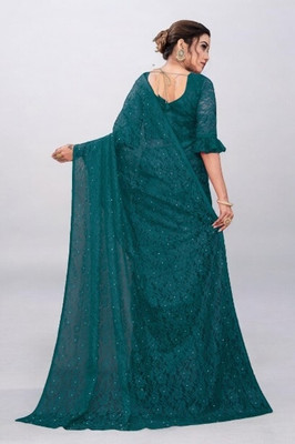 NEXA Self Design Bollywood Net Saree(Green)