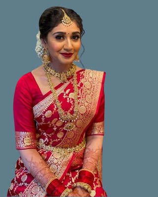 het designer studio Printed Banarasi Jacquard, Art Silk Saree(Red)