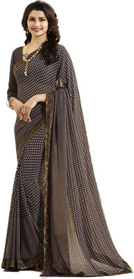 RAJESHWAR FASHION Printed, Floral Print, Digital Print Bollywood Georgette Saree(Brown)