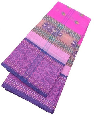 Dristikone Woven Tant Pure Cotton Saree(Pink)