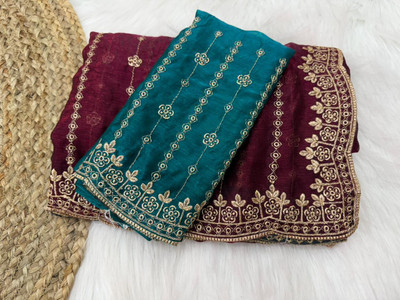 bhavika silk mills Embroidered, Embellished Bollywood Georgette Saree(Purple)