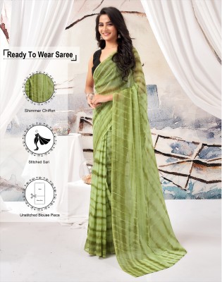 Satrani Printed Daily Wear Chiffon Saree(Light Green, Green)