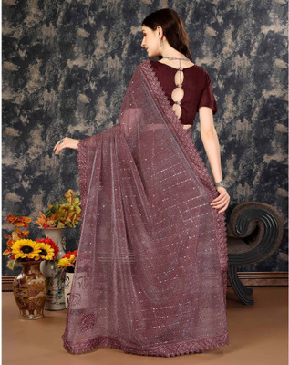 Amavii Embellished Bollywood Lycra Blend Saree(Maroon)