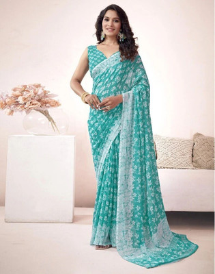 Falessa Printed Bollywood Georgette Saree(Light Blue)