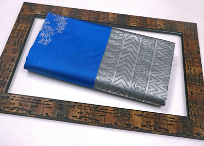 Divastri Woven Kanjivaram Pure Silk Saree(Light Blue, Grey)