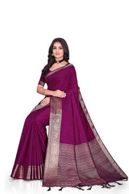 Aarunika fashion Solid/Plain Bollywood Pure Silk Saree(Magenta)