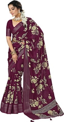 Akhilam Embellished Bollywood Silk Blend Saree(Purple)