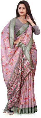 ANVI PRINTS Digital Print Bollywood Linen Saree(Multicolor)