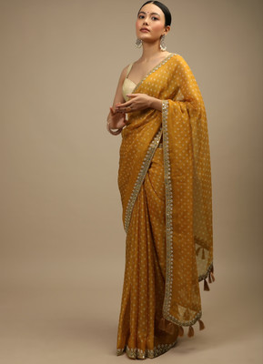 Tasrika Printed Bollywood Silk Blend Saree(Yellow)