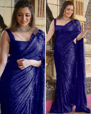 shyamlata Embroidered Bollywood Georgette Saree(Blue)