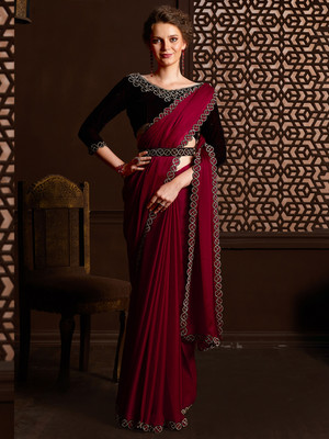 ANOUK Embellished Bollywood Chiffon Saree(Pink)