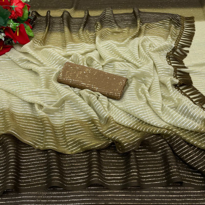 ICEBERGEXIM Embroidered Banarasi Georgette Saree(Blue)